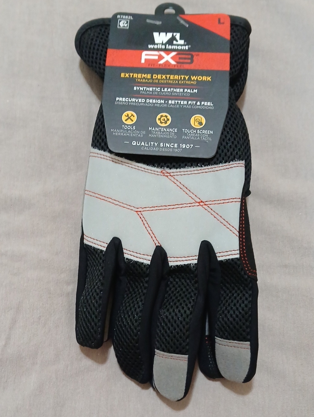 Wells Lamont FX3 Men's Black and Gray Synthetic Leather Work Gloves